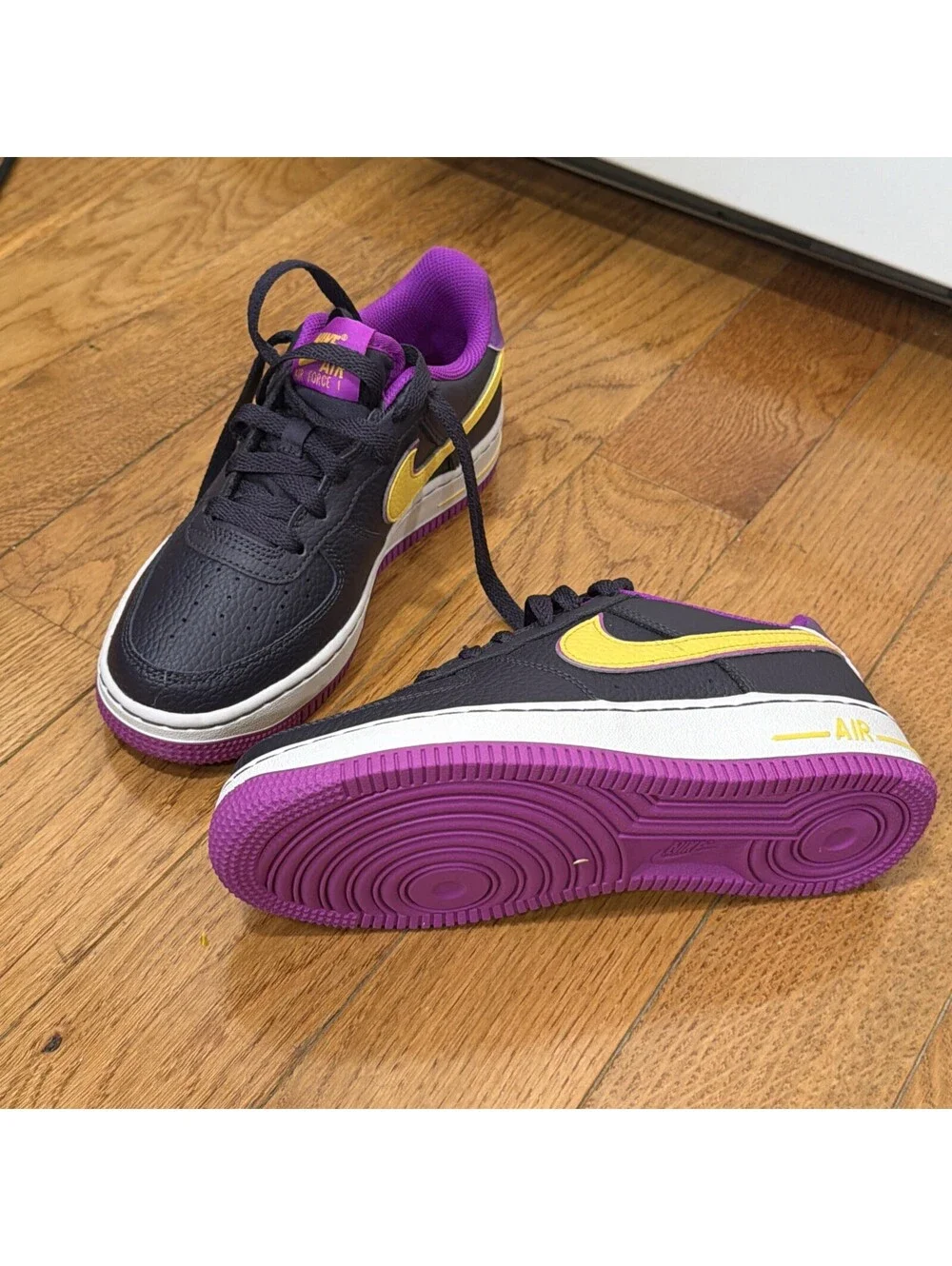 Size 3.5Y US Kids Nike Air Force 1 GS Cave Purple Yellow DX5805-500 Youth